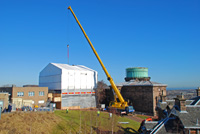 Schmidt Telescope craned out of dome
